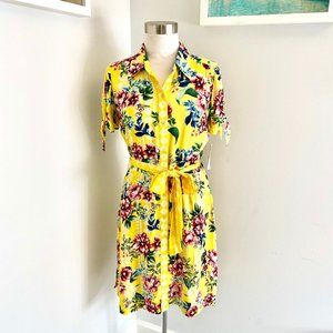 Tropical floral print shirt-dress